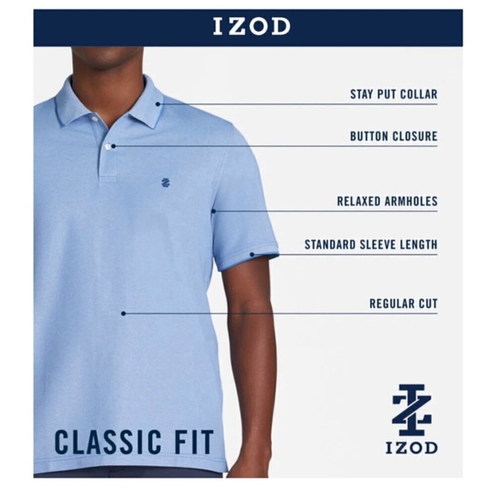 Izod Polo Golf Shirt Logo Short Sleeve Collar 2 Button Red Burgundy XL - Picture 2 of 16